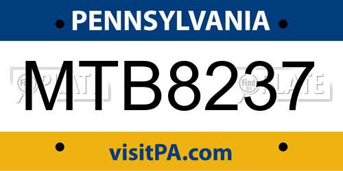 MTB8237 Pennsylvania License Plate