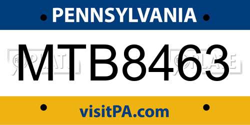 MTB8463 Pennsylvania License Plate