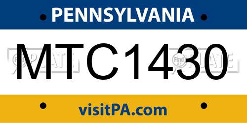 MTC1430 Pennsylvania License Plate