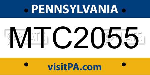 MTC2055 Pennsylvania License Plate