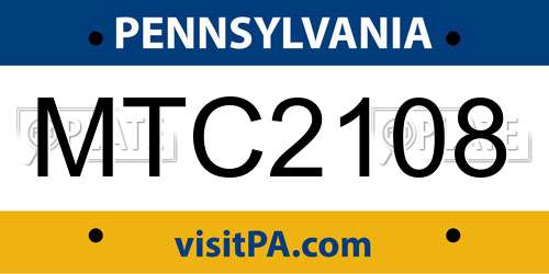 MTC2108 Pennsylvania License Plate