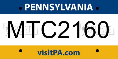 MTC2160 Pennsylvania License Plate
