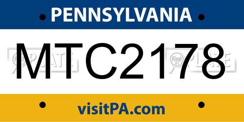 MTC2178 Pennsylvania License Plate
