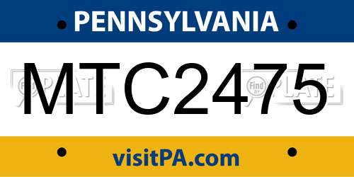 MTC2475 Pennsylvania License Plate