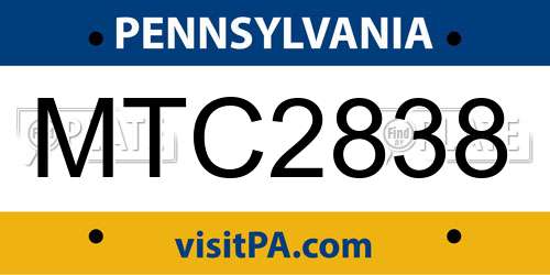 MTC2838 Pennsylvania License Plate