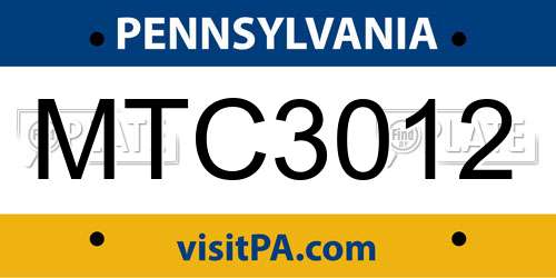 MTC3012 Pennsylvania License Plate