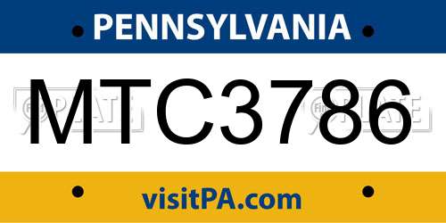 MTC3786 Pennsylvania License Plate