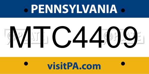 MTC4409 Pennsylvania License Plate