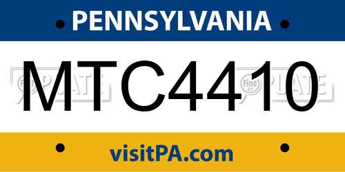 MTC4410 Pennsylvania License Plate