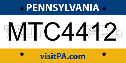 MTC4412 Pennsylvania License Plate