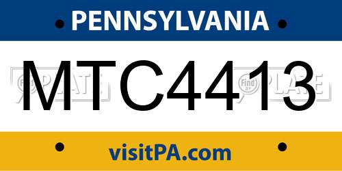 MTC4413 Pennsylvania License Plate