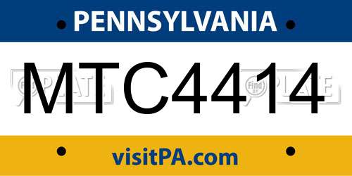 MTC4414 Pennsylvania License Plate