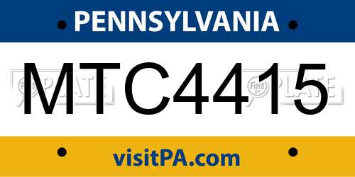 MTC4415 Pennsylvania License Plate