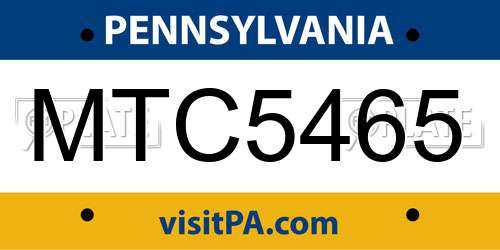 MTC5465 Pennsylvania License Plate