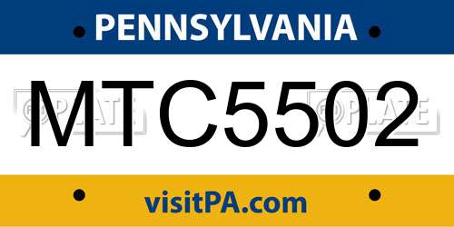 MTC5502 Pennsylvania License Plate
