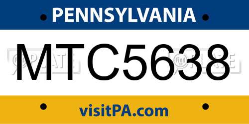 MTC5638 Pennsylvania License Plate