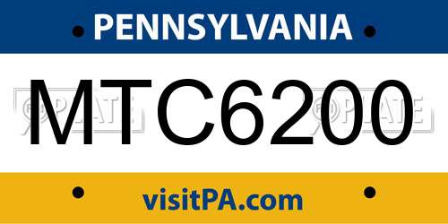 MTC6200 Pennsylvania License Plate