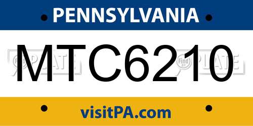 MTC6210 Pennsylvania License Plate