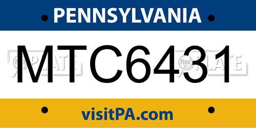 MTC6431 Pennsylvania License Plate