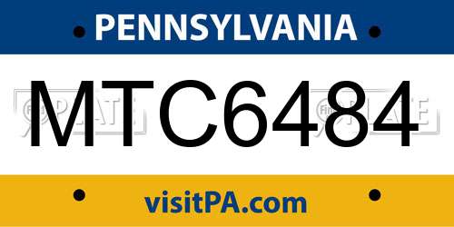 MTC6484 Pennsylvania License Plate