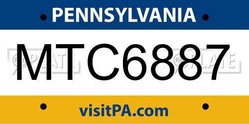 MTC6887 Pennsylvania License Plate