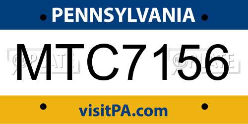 MTC7156 Pennsylvania License Plate