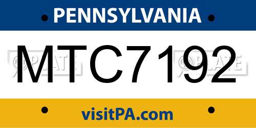MTC7192 Pennsylvania License Plate