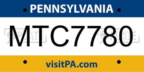 MTC7780 Pennsylvania License Plate