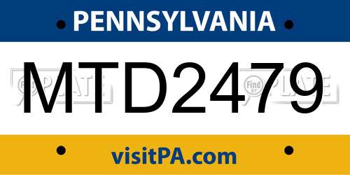 MTD2479 Pennsylvania License Plate