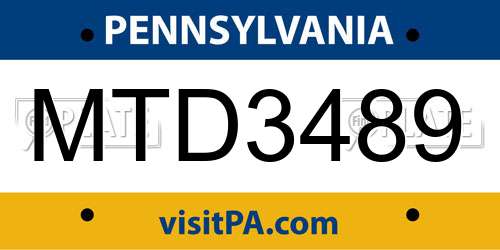 MTD3489 Pennsylvania License Plate