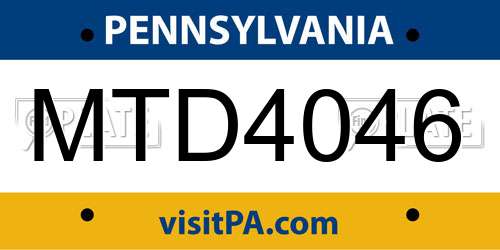 MTD4046 Pennsylvania License Plate