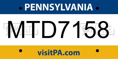 MTD7158 Pennsylvania License Plate