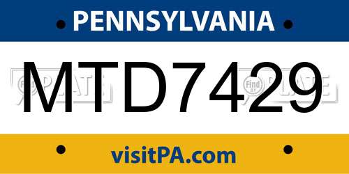 MTD7429 Pennsylvania License Plate
