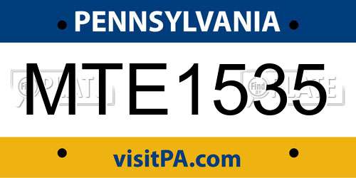 MTE1535 Pennsylvania License Plate