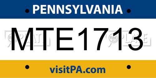 MTE1713 Pennsylvania License Plate