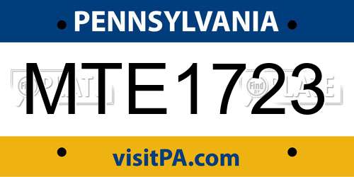 MTE1723 Pennsylvania License Plate
