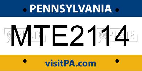 MTE2114 Pennsylvania License Plate