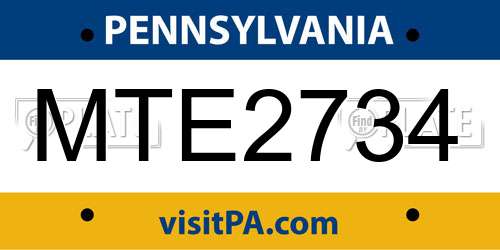 MTE2734 Pennsylvania License Plate