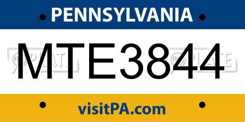 MTE3844 Pennsylvania License Plate