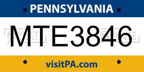 MTE3846 Pennsylvania License Plate