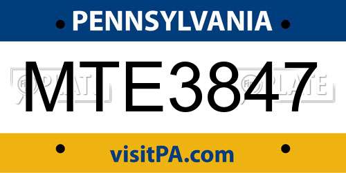 MTE3847 Pennsylvania License Plate