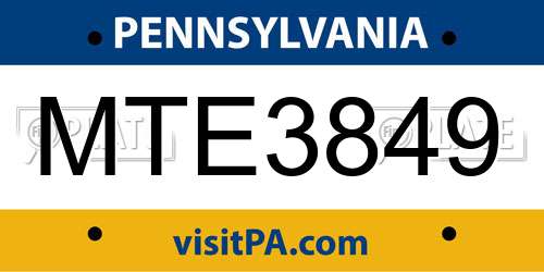 MTE3849 Pennsylvania License Plate