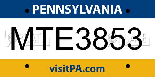 MTE3853 Pennsylvania License Plate