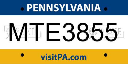 MTE3855 Pennsylvania License Plate