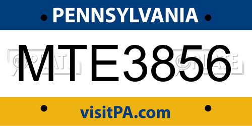 MTE3856 Pennsylvania License Plate