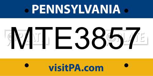 MTE3857 Pennsylvania License Plate