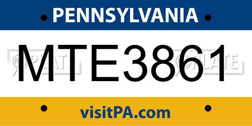 MTE3861 Pennsylvania License Plate