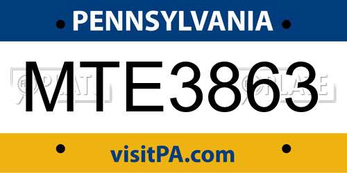 MTE3863 Pennsylvania License Plate