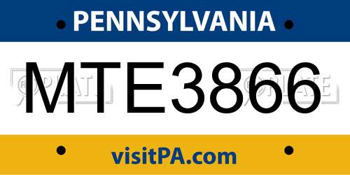 MTE3866 Pennsylvania License Plate
