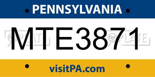 MTE3871 Pennsylvania License Plate